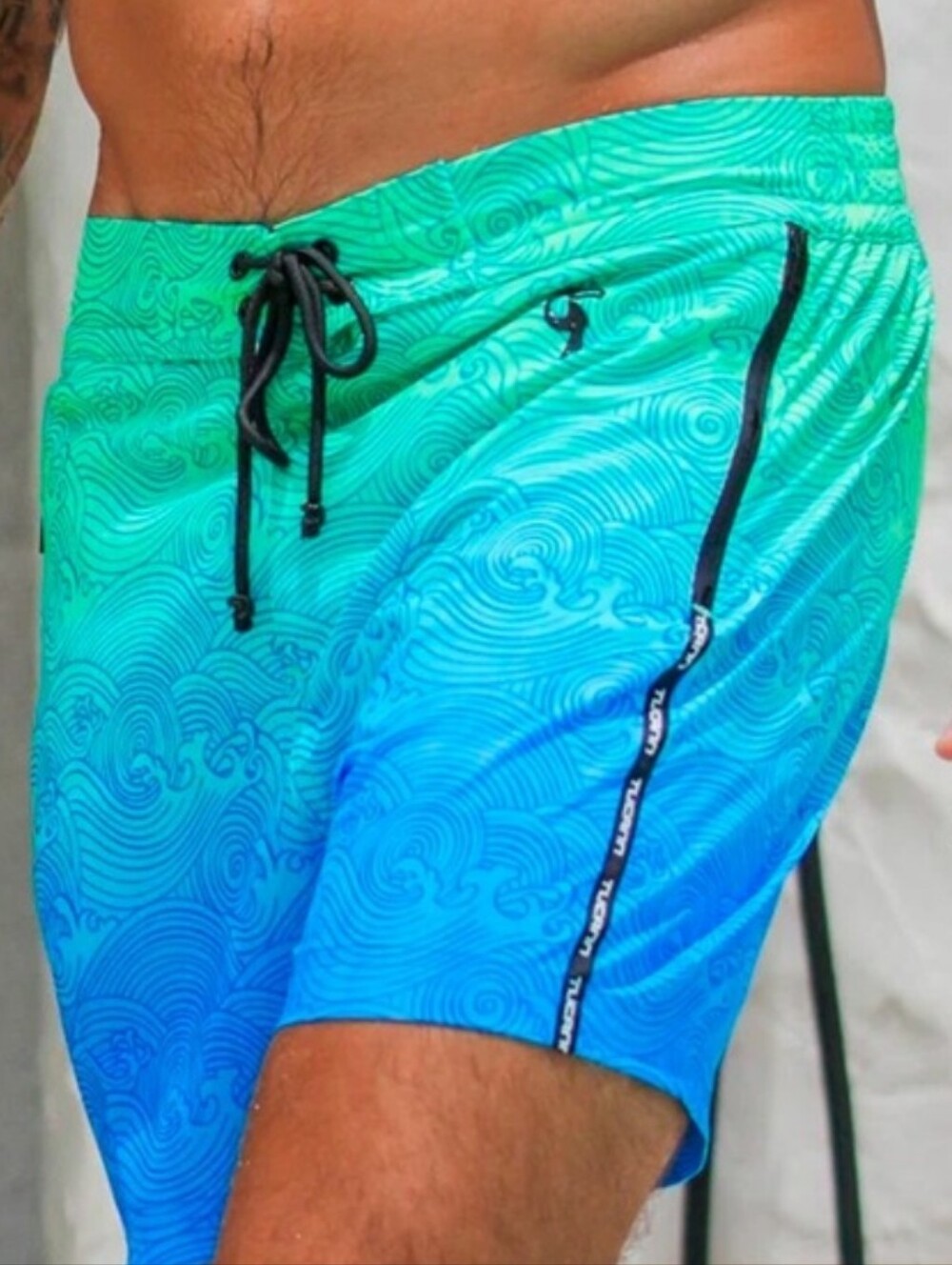 Tucann Faded Waves Swim Trunks 5" Blue Lagoon Mens Large